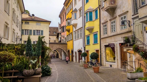 Bolzano Italy December 2018 Street Bolzano Traditional Typical Antique Houses — Stock Photo, Image