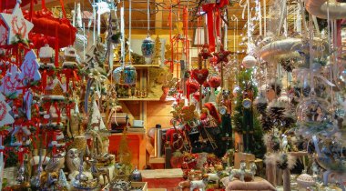 Salzburg, Avusturya için Noel piyasasında bir pazar ayrıntılarını standı
