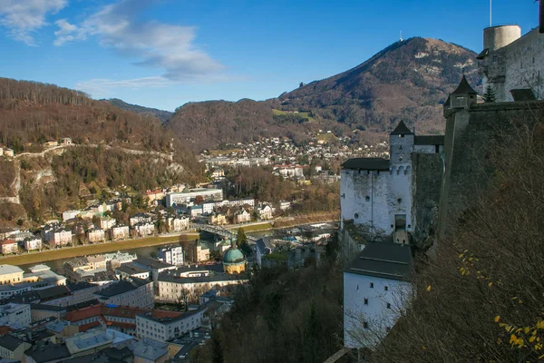 Panoramautsikt Över Salzburg Från Festung Hohensalzburg Slott Österrike — Stockfoto