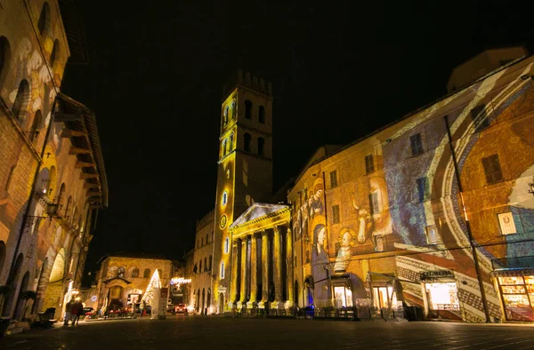 Assisi Italy Декабря 2018 Видеокарта Рождественское Шоу Главной Площади Ассизи — стоковое фото
