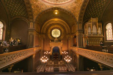 Prague, Çek Cumhuriyeti - 2 Ocak 2019: görünüm, İspanyolca sinagog sözde Yahudi Town, Prague alanında