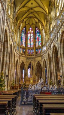 PRAGUE, CZECH REPUBLIC - DECEMBER 31, 2018: Interior of Saint Vitus Cathedral within the Castle of Prague