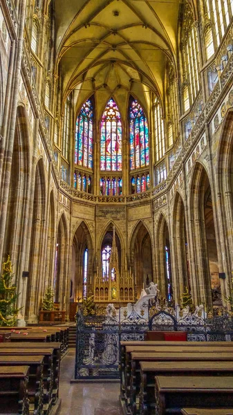 Prague Czech Republic December 2018 Interior Saint Vitus Cathedral Castle — Stock Photo, Image