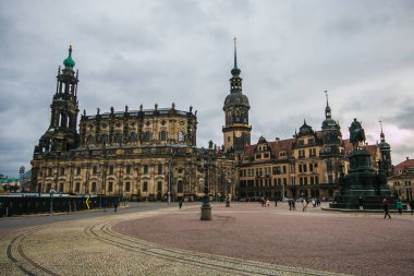 Dresden, Almanya - 1 Ocak 2019: Histoirical merkezi Dresden tarihi kent bulutlu gün