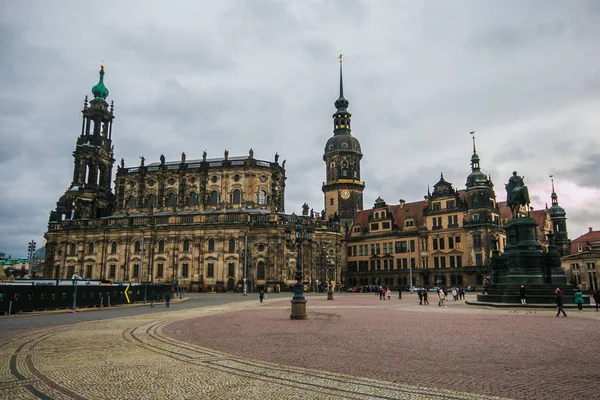 Dresden Germany January 2019 Histoirical Center Dresden Old Town Cloudy — Stock Photo, Image