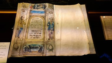 İç Jewish Museum Prague, Çek Cumhuriyeti, Prag, Çek Cumhuriyeti - 2 Ocak 2019: eski kitap