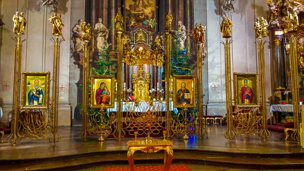 Prag Tjeckien Januari 2019 Barock Kyrkan Saint Francis Seraph Ossuariet — Stockfoto