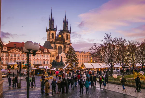 Praha Česká Republika Prosince 2018 Romantické Staré Náměstí Město Soumraku — Stock fotografie