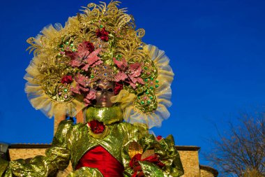 Castiglion Fibocchi, İtalya - 17 Şubat 2018: güzel maske Castiglion Fibocchi Toskana karnavalında kapat