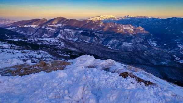 Vista Panorámica Desde Montaña Vettore Atardecer —  Fotos de Stock