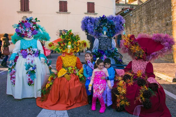 Castiglion Fibocchi Italie Février 2018 Groupe Masque Traditionnel Carnaval Dans — Photo