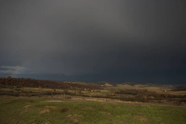Donkere Winter Storm Landelijke Land Van Toscane — Stockfoto