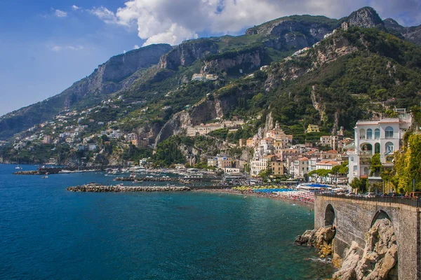 Vue Imprenable Sur Amalfi Sur Mer Tyrrhénienne Campanie — Photo