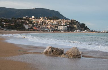 Winter view of Numana city on adriatic sea in the marche region clipart