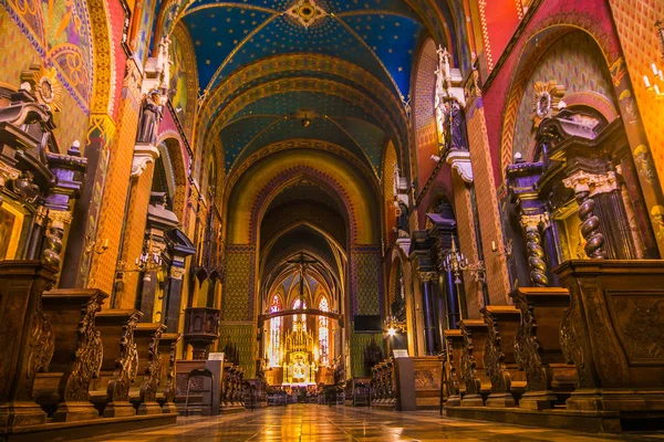 Krakow Poland March 2019 Wonderful Colored Interior Church Francis Assisi — Stock Photo, Image