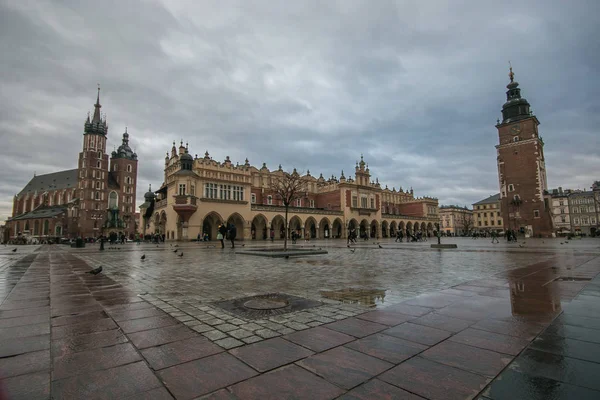 Krakkó Lengyelország 2019 Március Gyönyörű Kilátást Krakkó Történelmi Központ Rynek — Stock Fotó