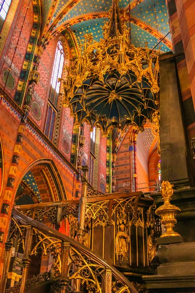 Krakow Poland March 2019 Fantastic Colored Interior Church Our Lady — Stock Photo, Image