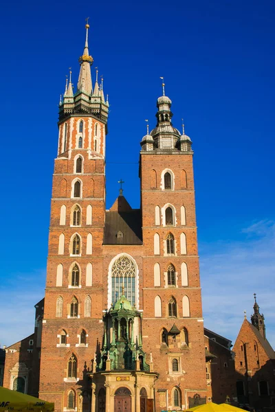 Fassade Der Gotischen Marienkirche Krakau Polen — Stockfoto