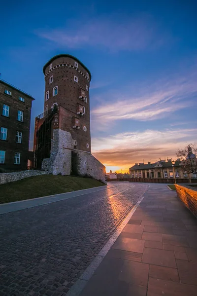 Detail Der Burg Wawel Beim Ersten Licht Des Tages Krakau — Stockfoto