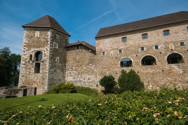 卢布尔雅那 斯洛文尼亚 2019年7月16日 卢布尔扬斯基格勒是一座城堡建筑群 位于斯洛文尼亚首都卢布尔雅那市中心的城堡山上 它是该镇的重要地标 — 图库照片
