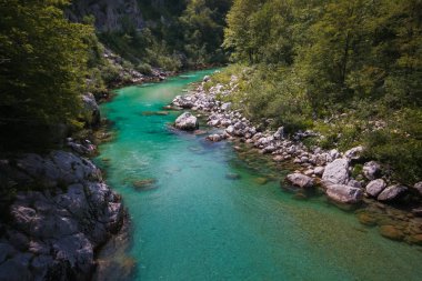 Slovenya Kobarid yakın Soca nehir fantastik görünümü