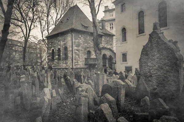 Praag Tsjechische Republiek December 2018 Grafstenen Oude Joodse Begraafplaats Joodse — Stockfoto