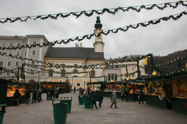 Salzburg Avusturya Aralık 2018 Salzburg Eski Kentinde Noel Pazarı — Stok fotoğraf