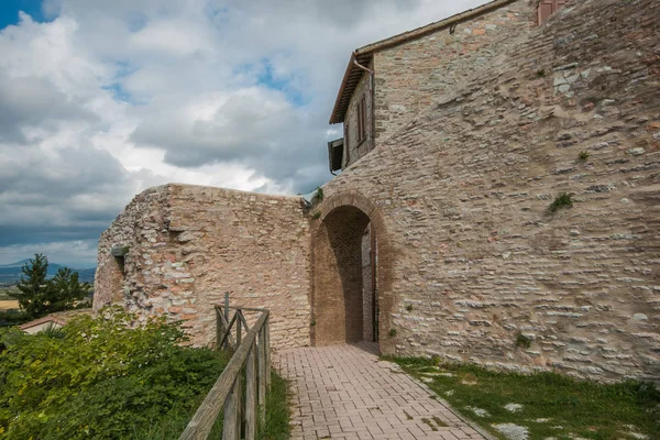 Mauer Der Burg Von Fossato Vico Umbrien Italien — Stockfoto