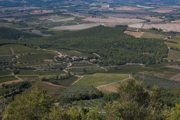 Panoramic View Tuscany Countryside Montalcino Medieval Town — Stock Photo, Image