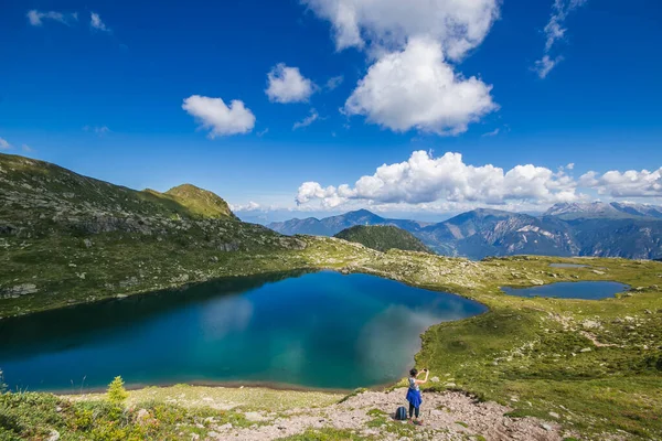 Blick Auf Den Bombaselsee Der Lagorai Kette Einem Sommertag Trentino — Stockfoto