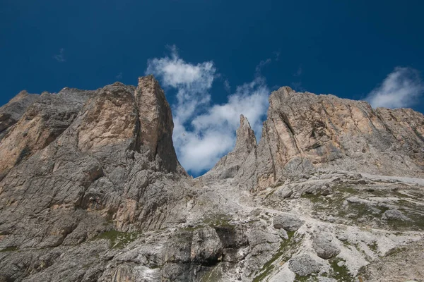 Vista Verão Dolomitas Val Fassa Durante Dia Ensolarado Trentino Alto — Fotografia de Stock