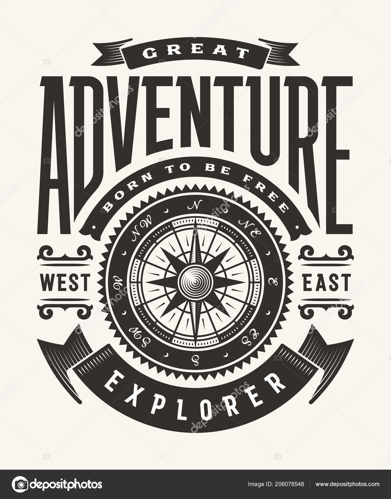 Vintage Great Adventure Typography One Color Shirt Label Graphics Woodcut  Stock Vector by ©iatsun 206078548, image size:1333x1700