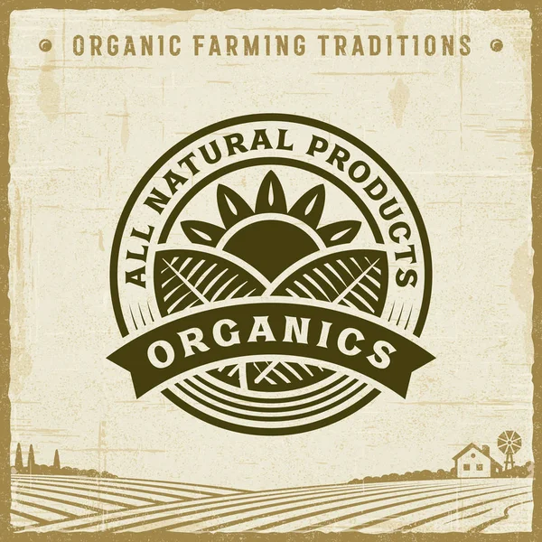 Vintage Todos Produtos Naturais Organics Label Ilustração Vetorial Eps10 Editável — Vetor de Stock