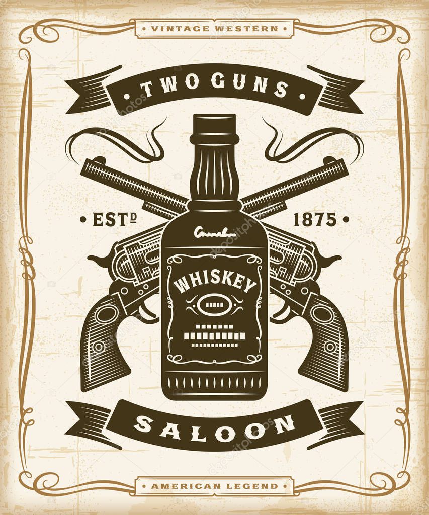 Vintage Western Saloon Label Graphics