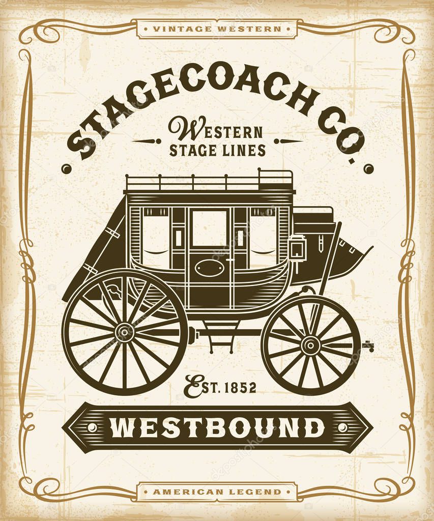 Vintage Western Stagecoach Label Graphics