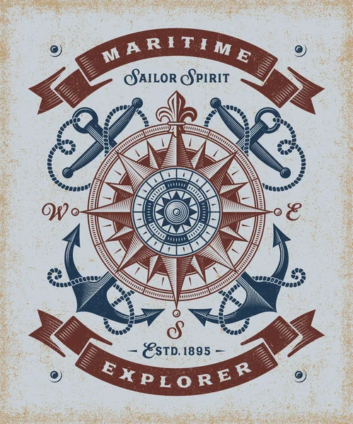 Vintage Maritime Explorer Typography — Stock Vector