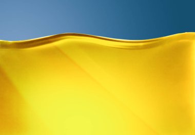 Yağ veya hava kabarcıkları mavi arka plan, sarı sıvı.