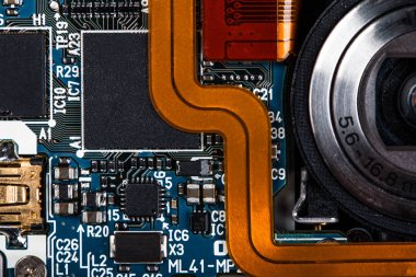 Makro görünümü elektronik çip arka plan