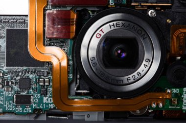 Makro görünümü elektronik çip arka plan