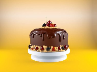 Çok renkli arka plan üzerinde öğeleri ile orijinal buttercream pasta.