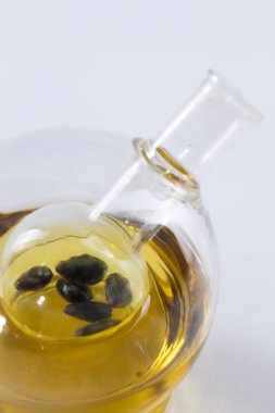 Beyaz arka plan ayçiçeği tohumu yağlı. Stüdyo çekim