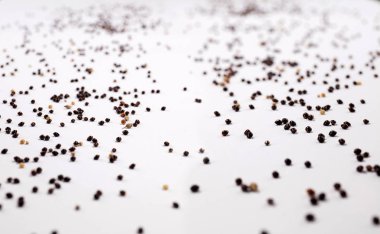 Beyaz arka plan üzerinde dağınık tecavüz tahıl