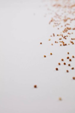 Beyaz arka plan üzerinde dağınık darı tahıl