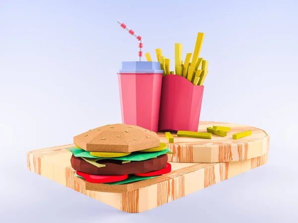 Fast Food Background Concept Cardboard Paper Background Cartoon Food Product — Stock Photo, Image