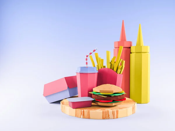 Fast Food Hintergrundkonzept Aus Pappe Auf Papier Hintergrund Verpackung Und — Stockfoto