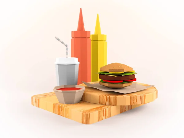 Conceito Fundo Fast Food Papelão Sobre Fundo Papel Embalagem Entrega — Fotografia de Stock