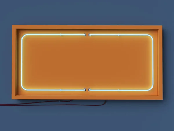 Neon lights rectangle frames. Sign template for decoration and covering on the dark background.