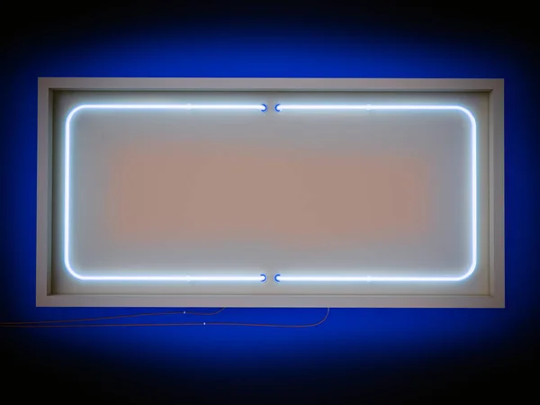 Neon Işıkları Dikdörtgen Çerçeveler Dekorasyon Koyu Arka Plan Üzerinde Kaplama — Stok fotoğraf