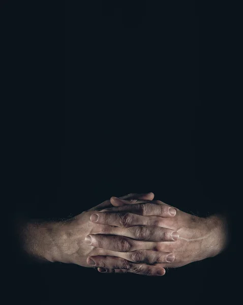 Man Hands Black Background — Stock Photo, Image