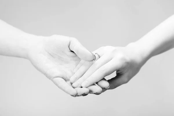 Mothers Hand Holding Child Hand White Background Concept Care — Stock Photo, Image